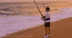 Puerto Penasco Fishing (man fishing on beach)
